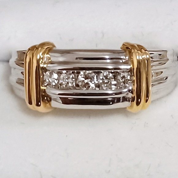 Men's 14K Gold with Diamonds Wedding Band - Picture 2 of 2